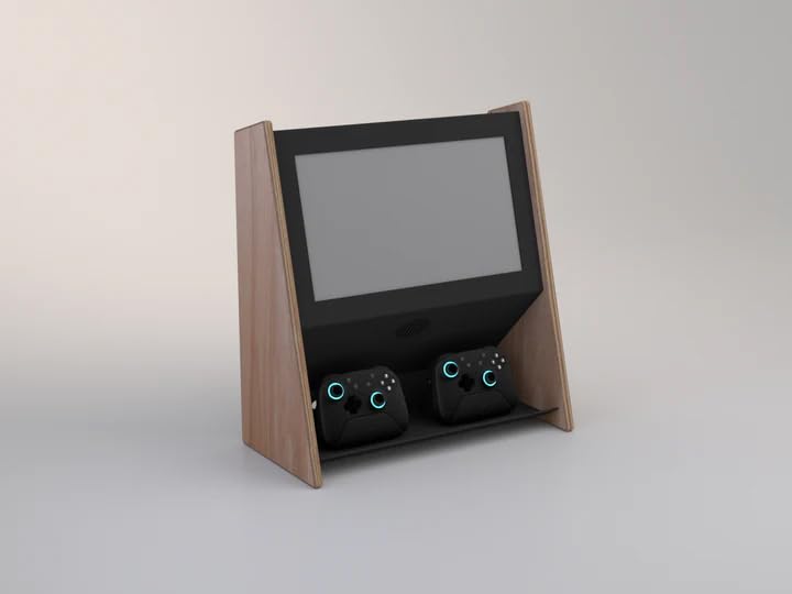 Black Walnut Mini Wall Mounted Arcade Console with 15.6" 1080p LCD, 1TB SSD, 2 Wireless Controllers F645044