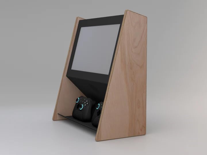 Black Walnut Mini Wall Mounted Arcade Console with 15.6" 1080p LCD, 1TB SSD, 2 Wireless Controllers F645044