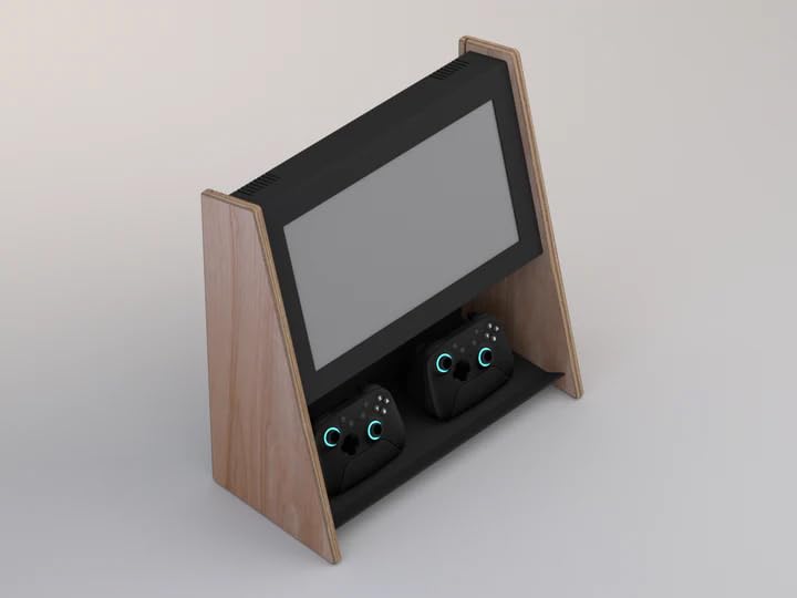 Black Walnut Mini Wall Mounted Arcade Console with 15.6" 1080p LCD, 1TB SSD, 2 Wireless Controllers F645044