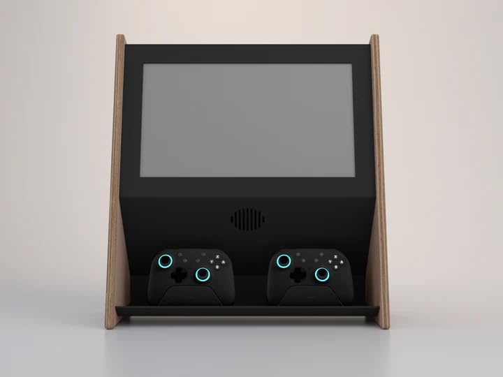 Black Walnut Mini Wall Mounted Arcade Console with 15.6" 1080p LCD, 1TB SSD, 2 Wireless Controllers F645044