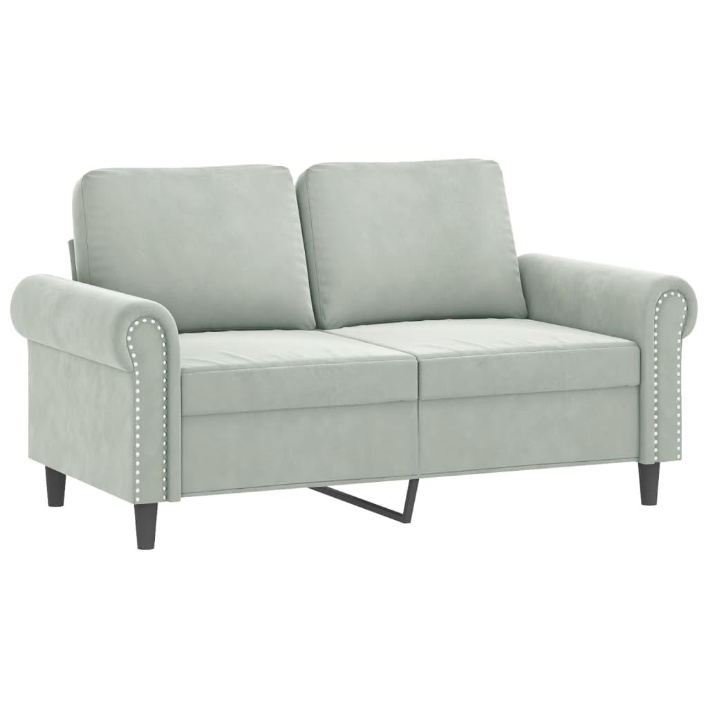 Light Gray Velvet 2 Piece Sofa Set with Pillows S274