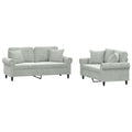 Light Gray Velvet 2 Piece Sofa Set with Pillows S274