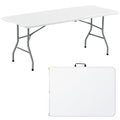 White Plastic Folding Table with Carry Handle H236945