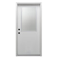 Primed Fiberglass 1/2 Lite Clear Glass Prehung Entry Door 36" x 80" I58222