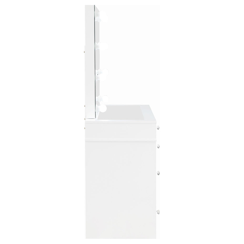 White Velvet 9-Drawer Vanity Table Set E2035