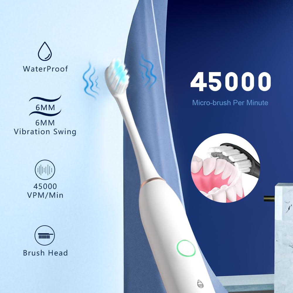 2 Pack Rechargeable Electric Toothbrushes with 8 Brush Heads L5254