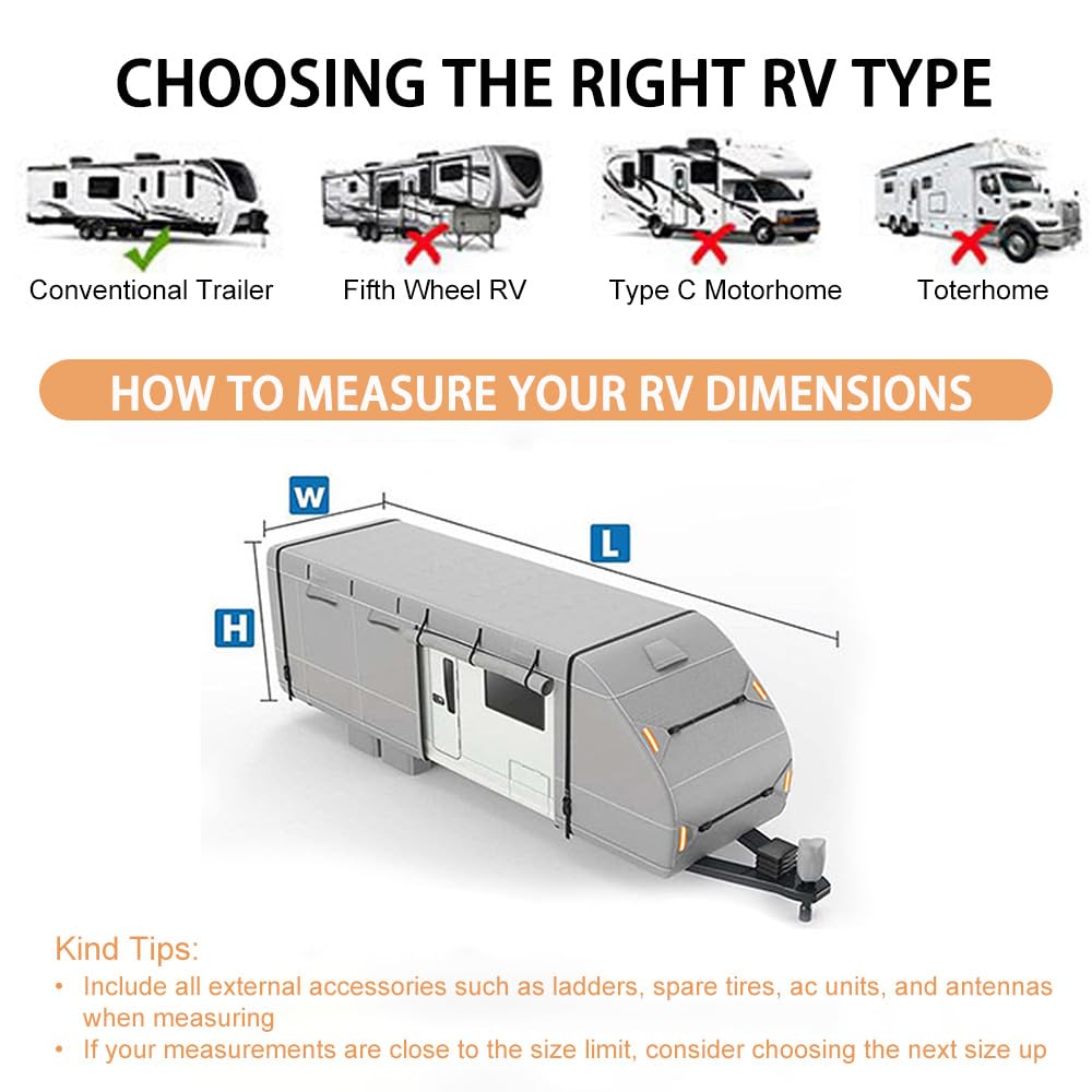 420D Waterproof Travel Trailer Cover with Adjustable Straps I7694