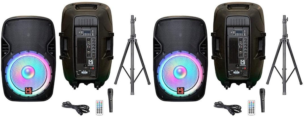 15" 2-Way Powered Bluetooth Karaoke Speaker with Speaker Stand R2505
