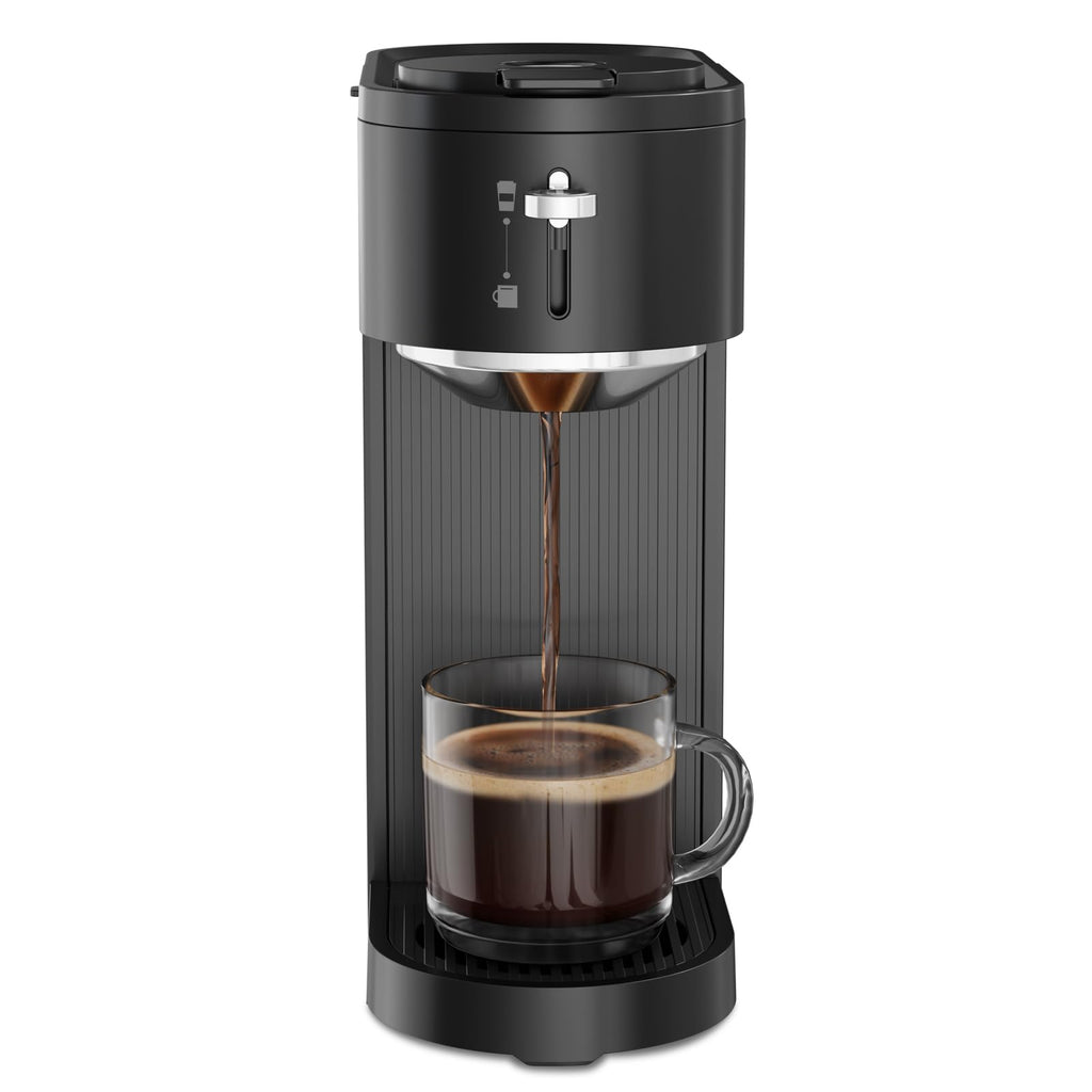 Single Serve Coffee Maker for K Cup and Ground Coffee, 6oz-14oz, Matte Black Q807761