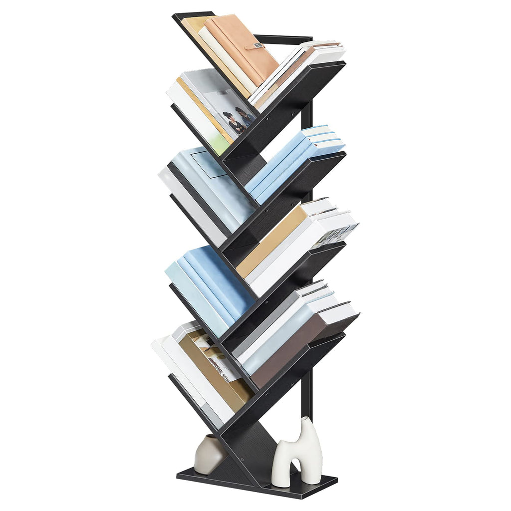 Black 9-Tier Wood Tree Bookshelf V12913