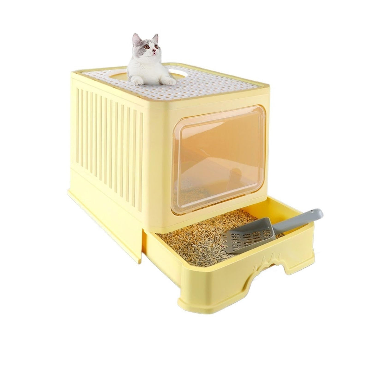 Foldable Enclosed Cat Litter Box with Lid K53387