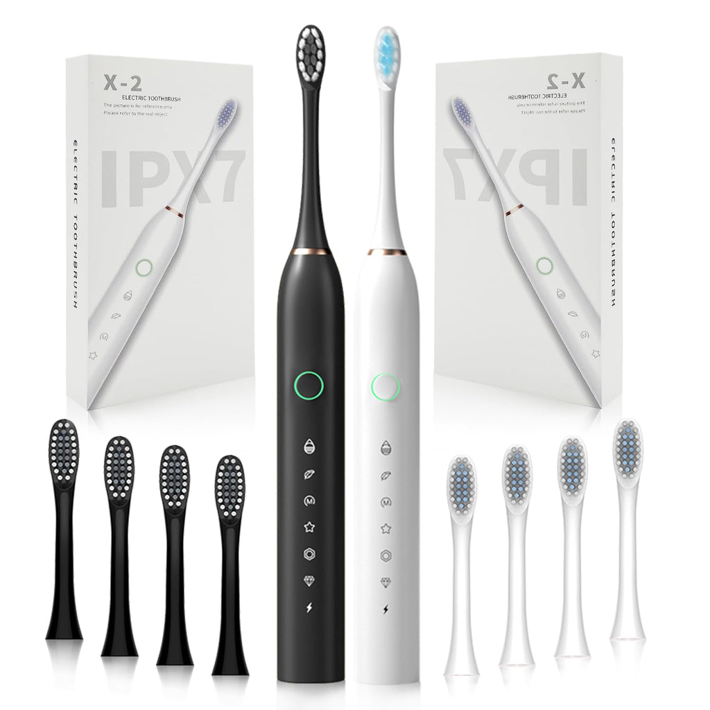 2 Pack Rechargeable Electric Toothbrushes with 8 Brush Heads L5254