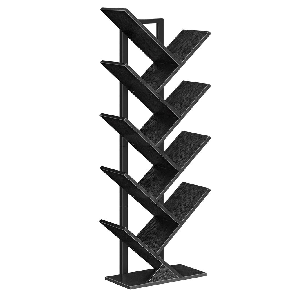 Black 9-Tier Wood Tree Bookshelf V12913