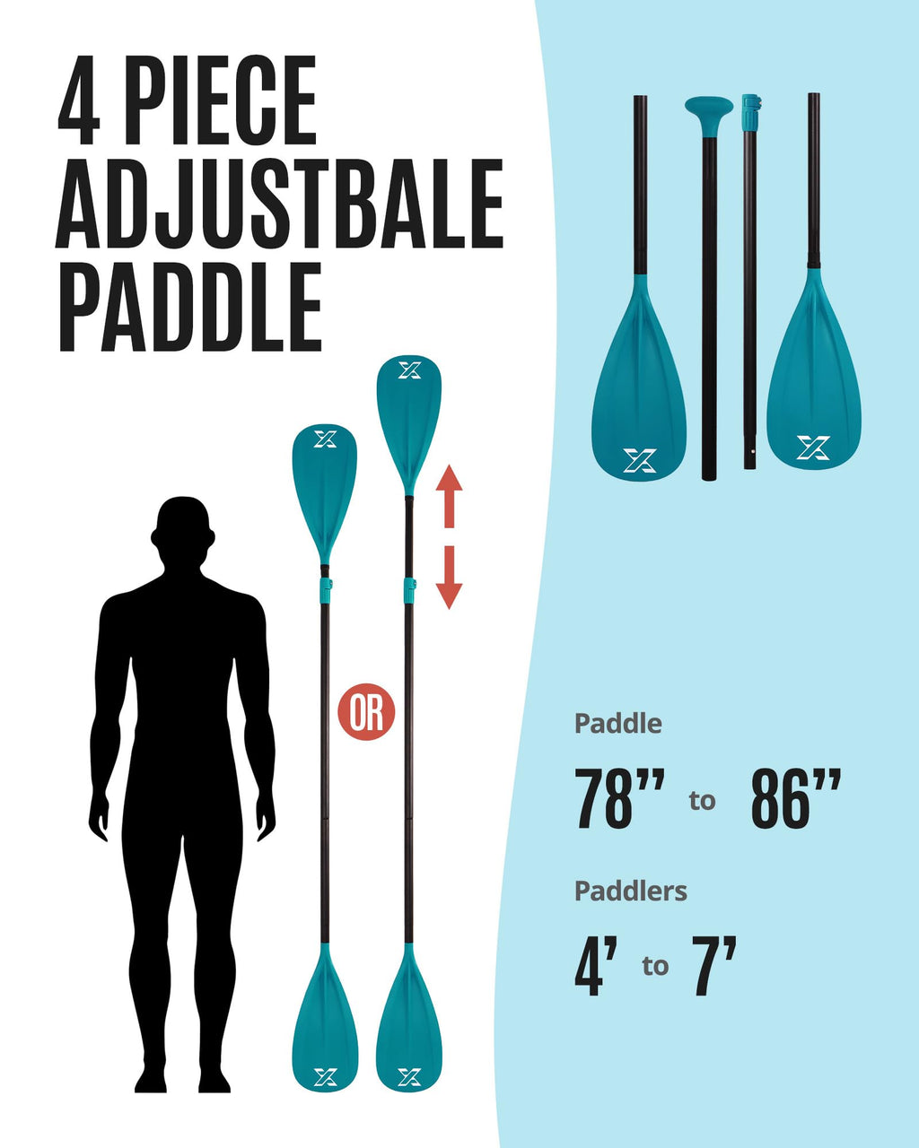 Adjustable SUP Paddle with Fiber Blade T87729