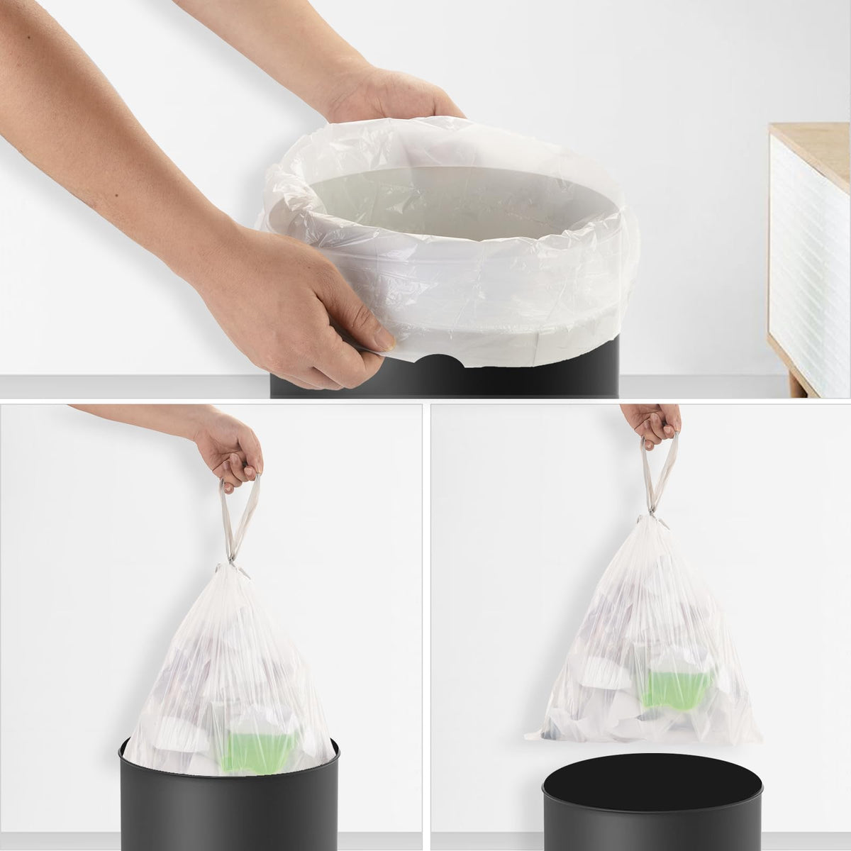 2.6 Gallon 60 Count Clear Drawstring Trash Bags E439