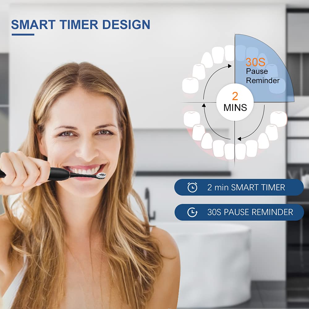 2 Pack Rechargeable Electric Toothbrushes with 8 Brush Heads L5254