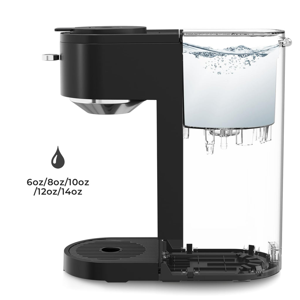 Single Serve Coffee Maker for K Cup and Ground Coffee, 6oz-14oz, Matte Black Q807761