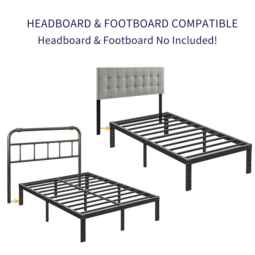 Queen Size 18 inch Tall Black Storage Bed Frame with Steel Slats V384004