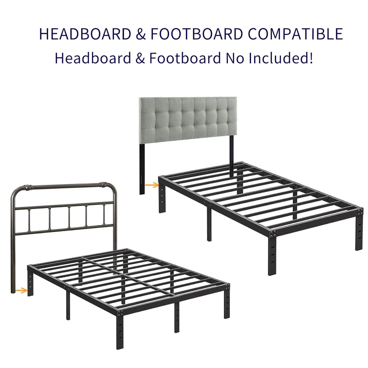 Queen Size 18 inch Tall Black Storage Bed Frame with Steel Slats V384004