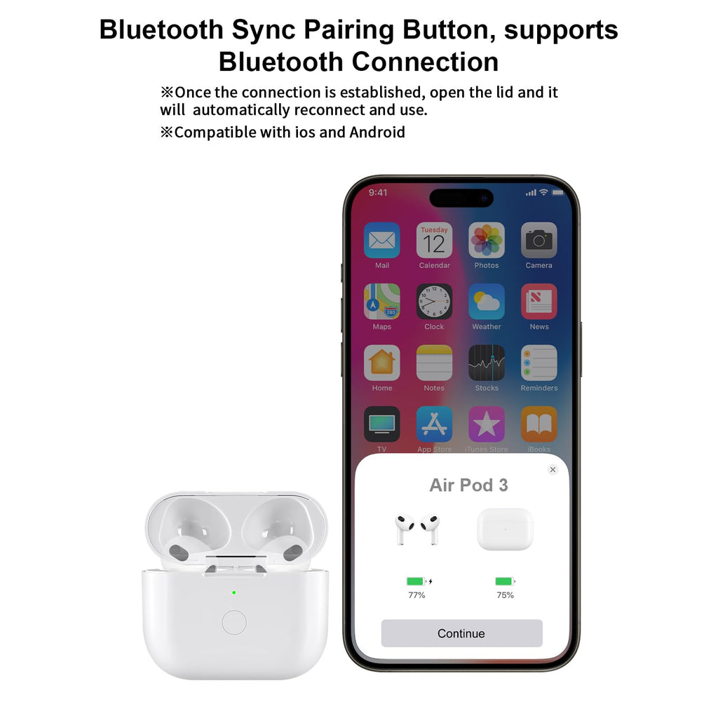 White Wireless Charging Case with Bluetooth Pairing Sync Button M764