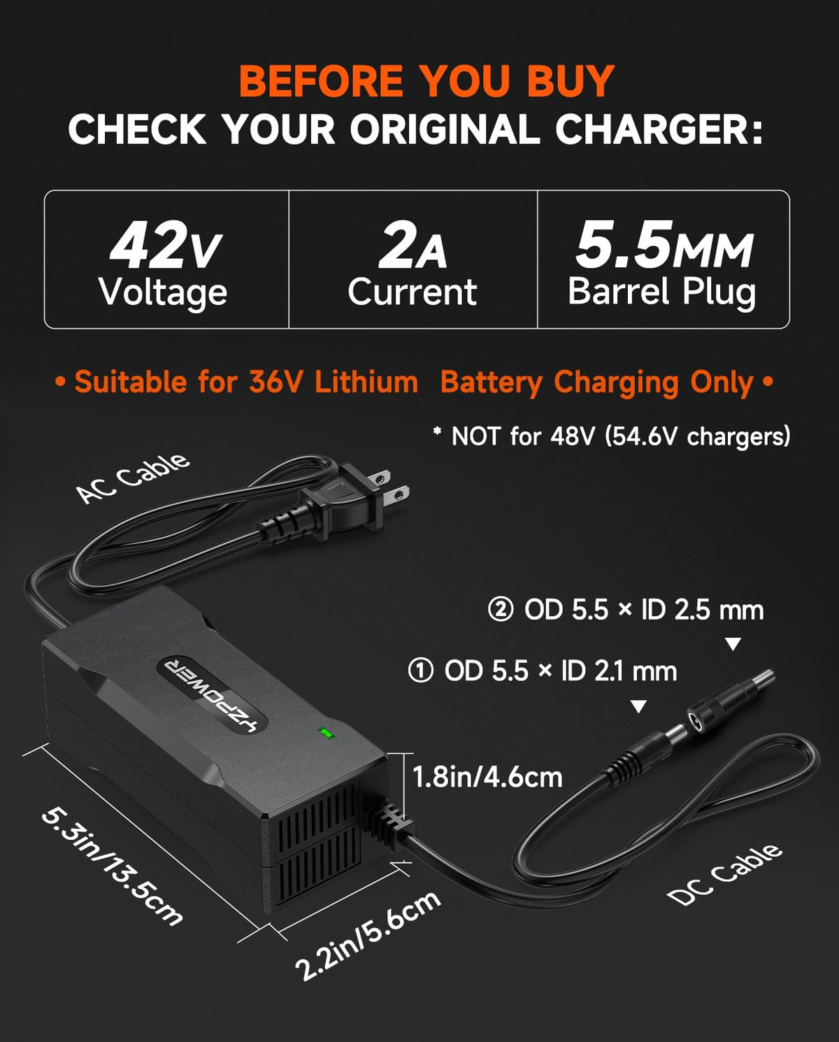 42V 2A Electric Scooter Charger T405