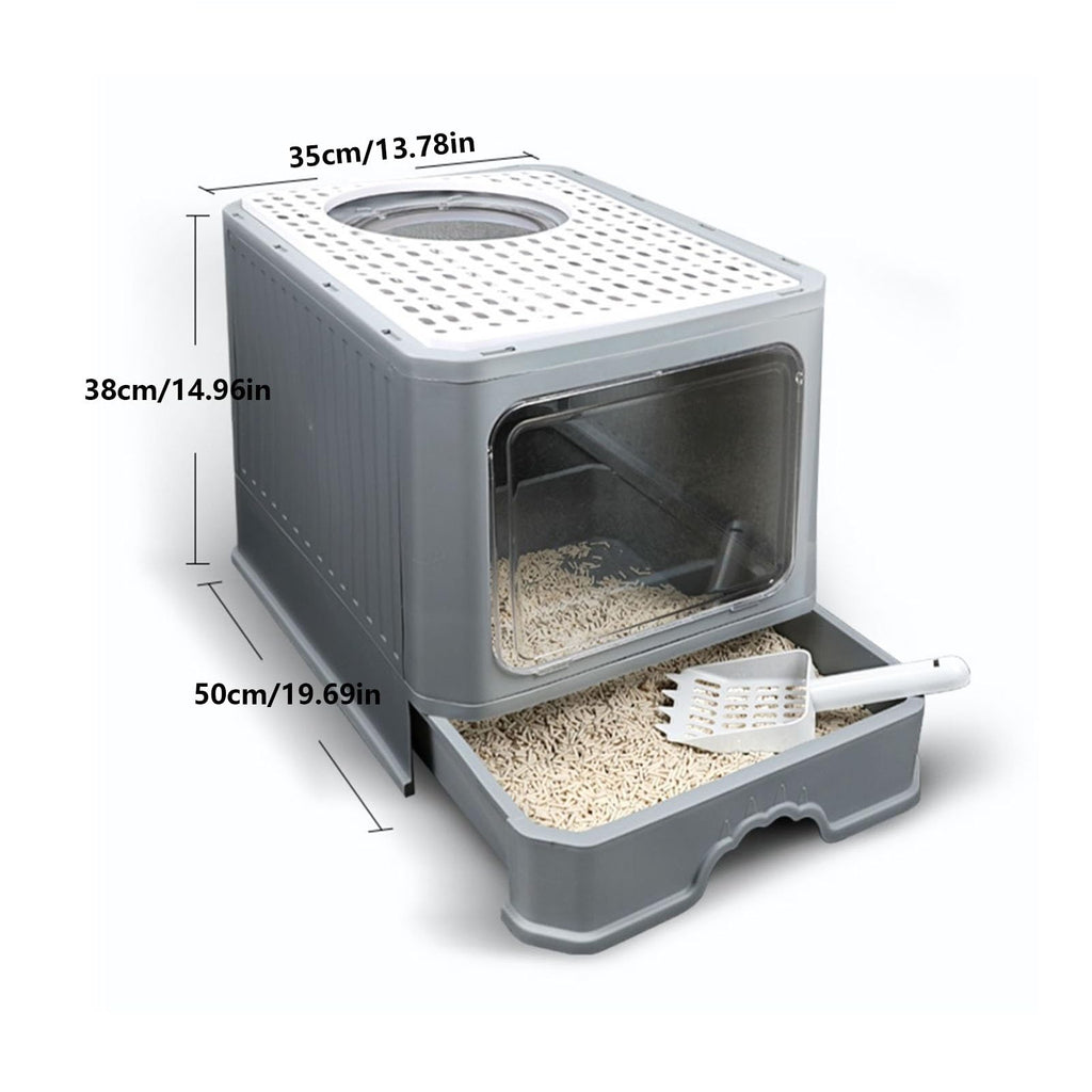 Foldable Enclosed Cat Litter Box with Lid K53387