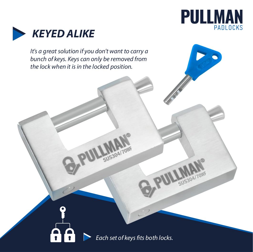 Heavy Duty Keyed Alike Padlocks with 4 Keys 2 Pack 70mm B293042