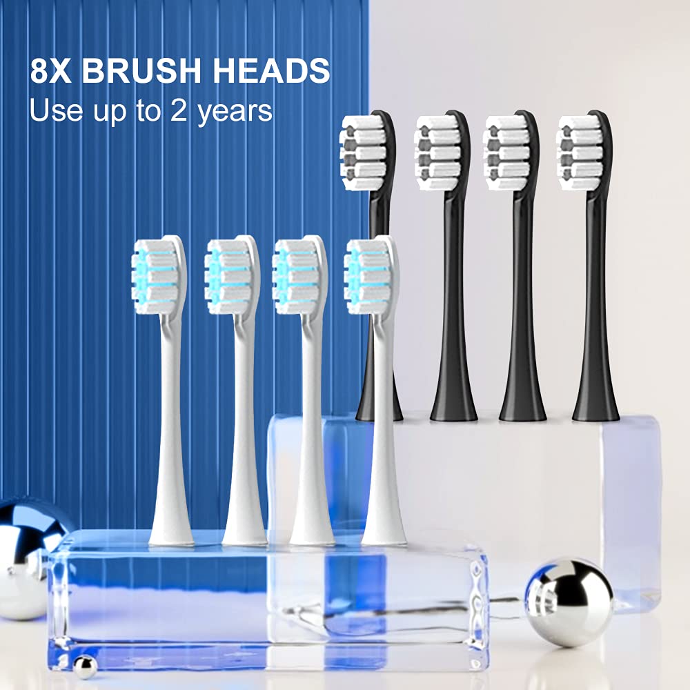 2 Pack Rechargeable Electric Toothbrushes with 8 Brush Heads L5254