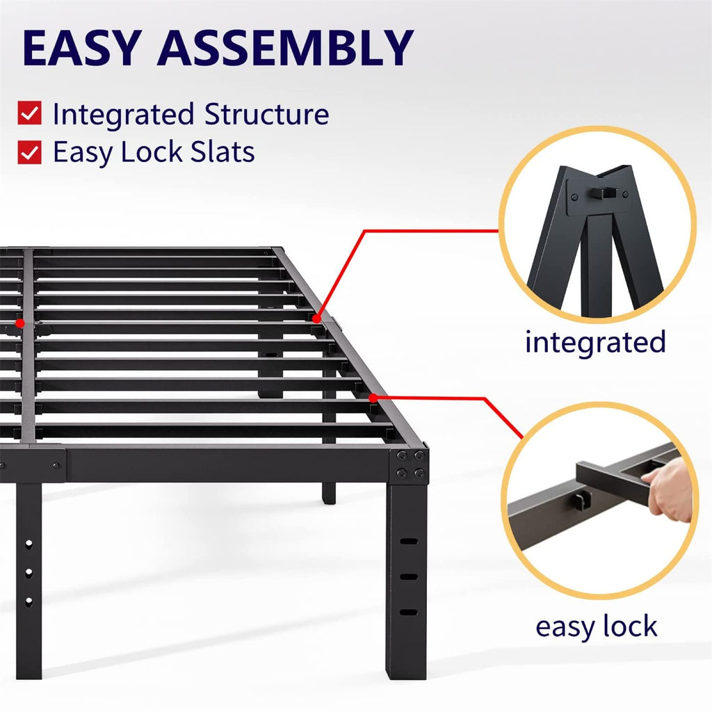 Queen Size 18 inch Tall Black Storage Bed Frame with Steel Slats V384004