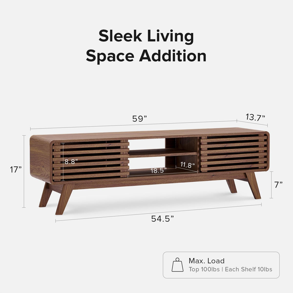 Walnut 59 inch TV Stand with Storage E672