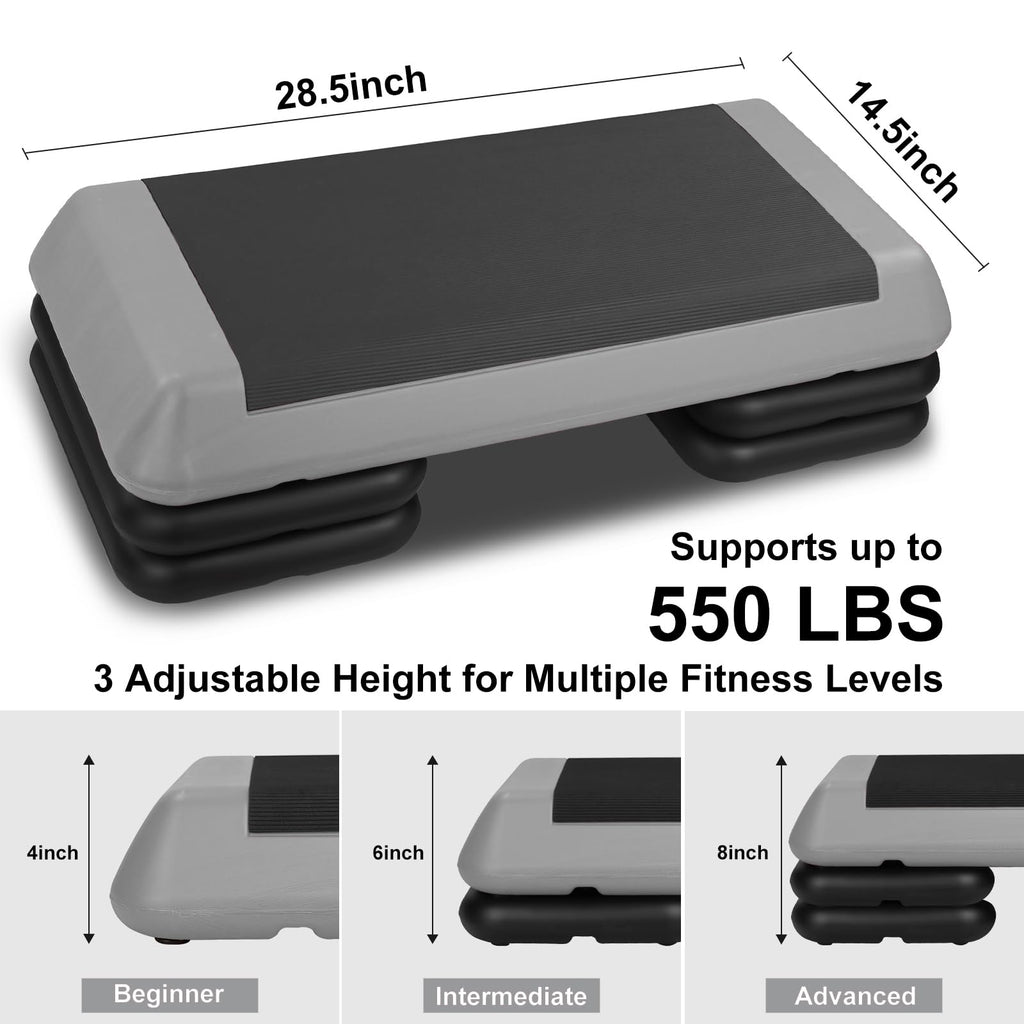 Adjustable Aerobic Stepper with 4 Risers T443894