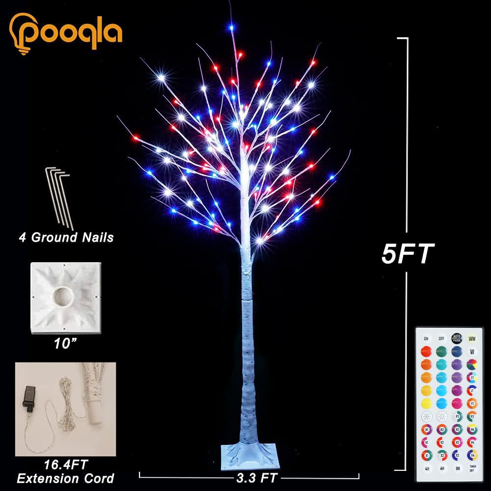 5 ft RGB Lighted Birch Tree T3083