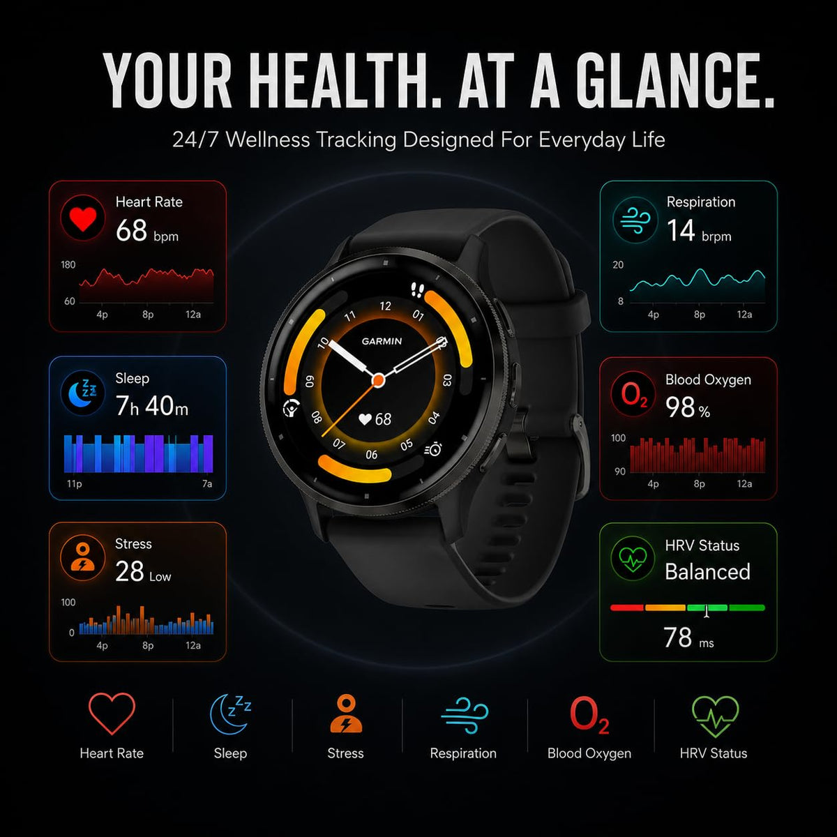 Black 45mm GPS Smartwatch R8905