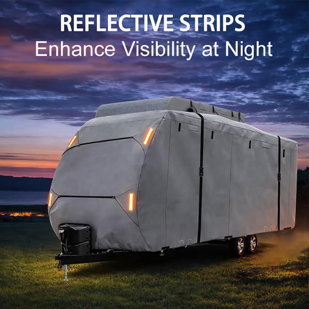 420D Waterproof Travel Trailer Cover with Adjustable Straps I7694