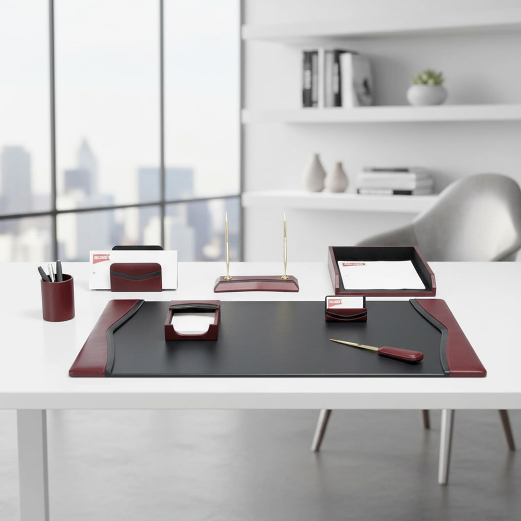 Burgundy Leather 8-Piece Desk Set M141844