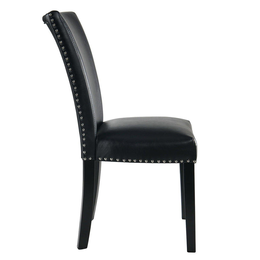 Black PU Leather Upholstered Dining Chairs Set of 2 V85684