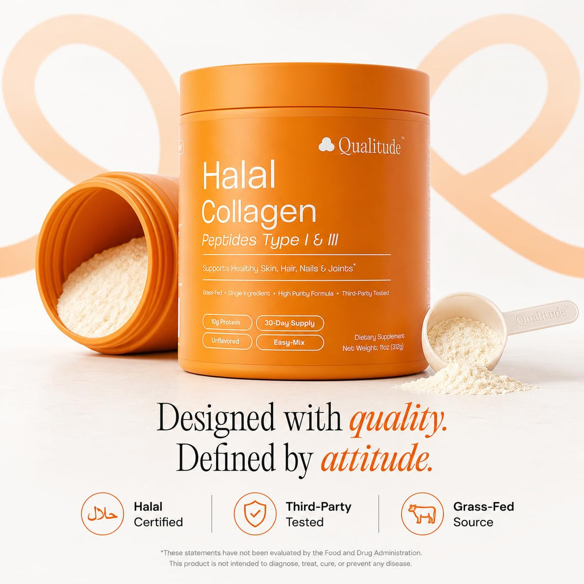 Halal Collagen Peptides Powder Grass-Fed Bovine Type I & III H1647