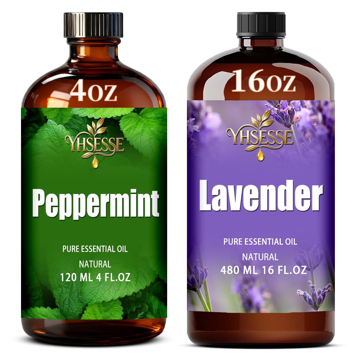 Peppermint and Lavender Essential Oil 4 Fl Oz and 16 Fl Oz F602