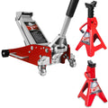 3 Ton Low Profile Aluminum and Steel Car Jack with Jack Stands, Red, 2 Pack G4429