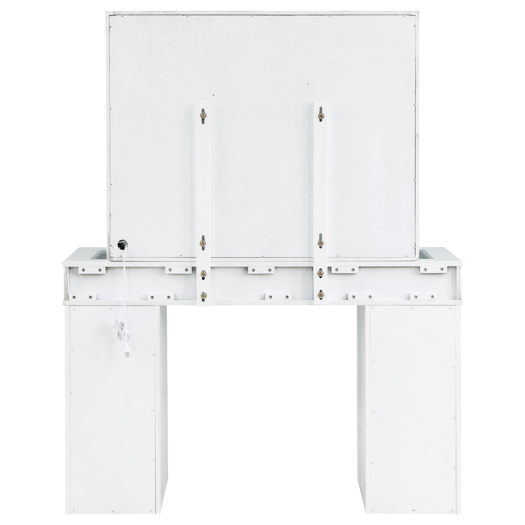 White Velvet 9-Drawer Vanity Table Set E2035