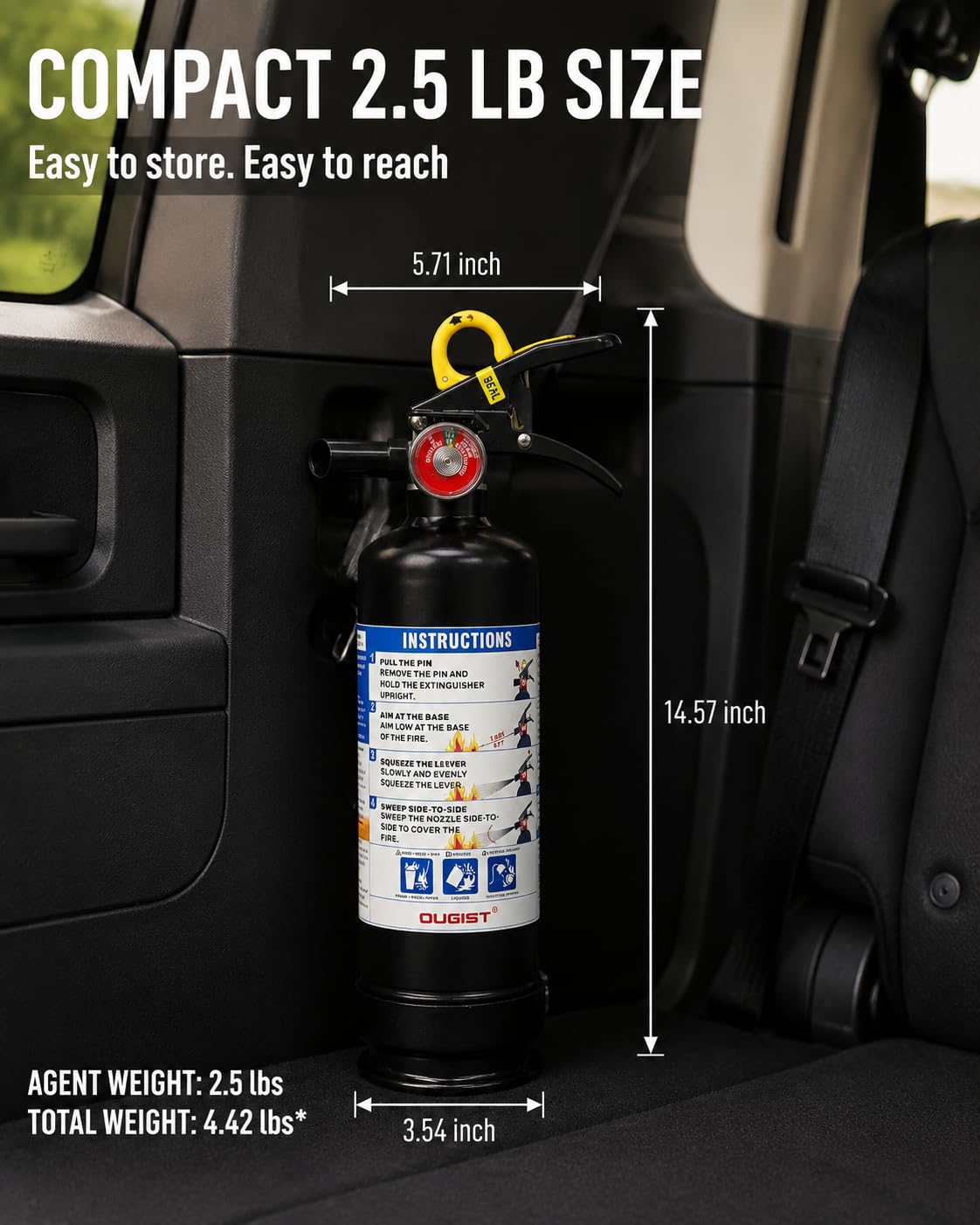 Car Fire Extinguisher 2.5lb Dry Chemical 1 Pack N3717