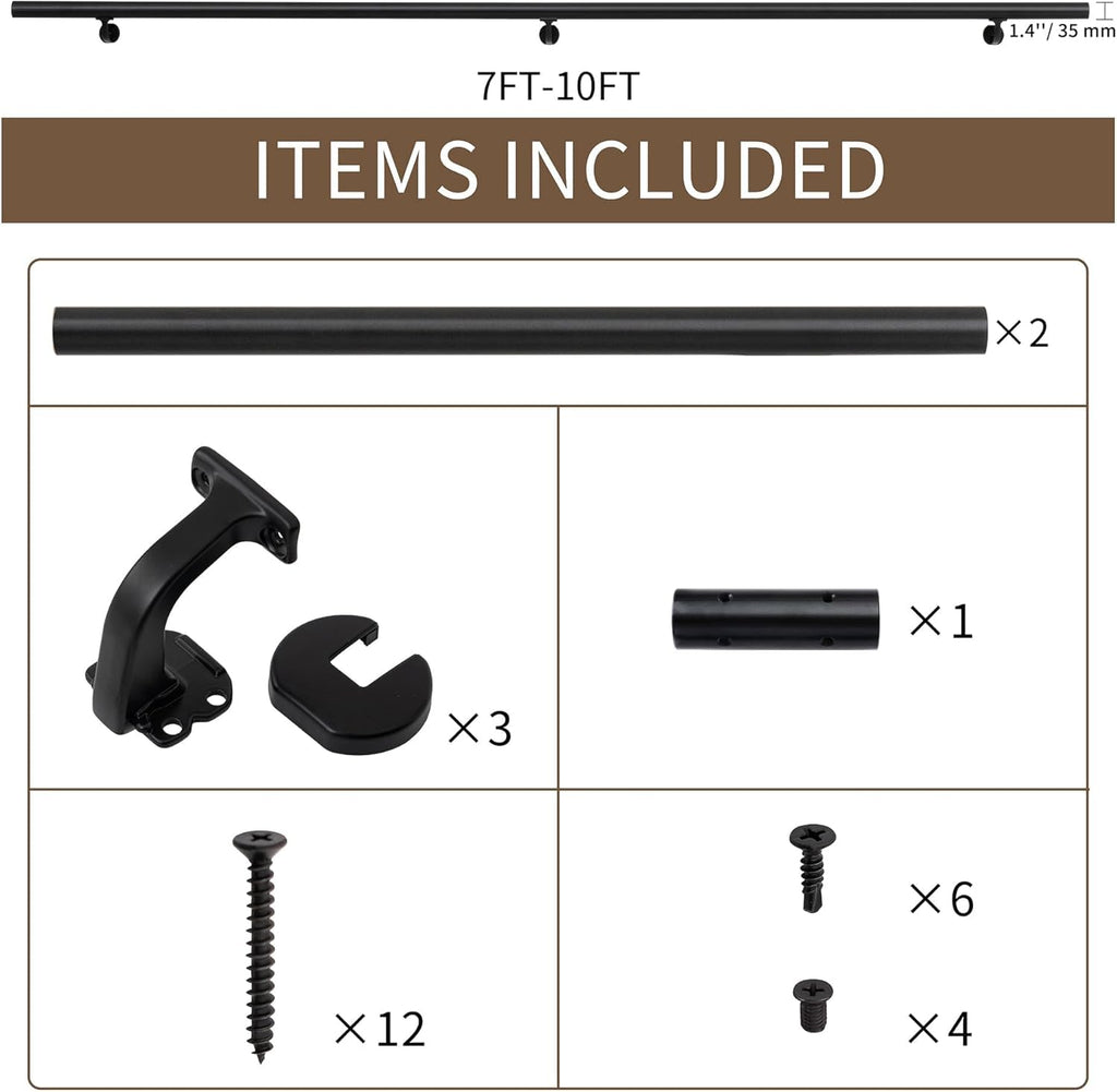 7 FT Matte Black Aluminum Handrail Set K478