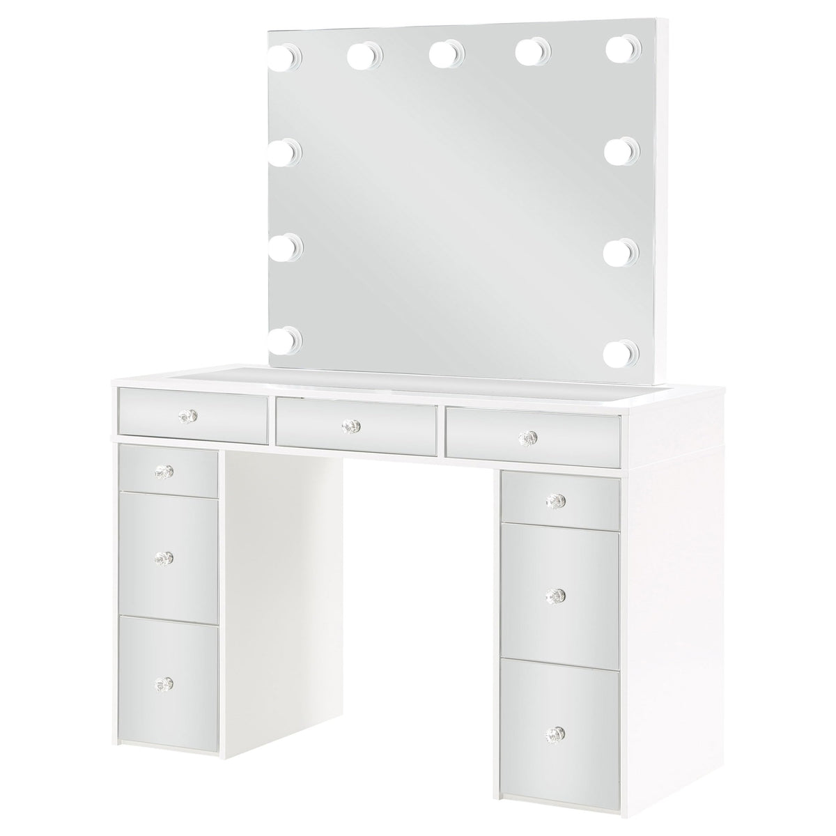 White Velvet 9-Drawer Vanity Table Set E2035