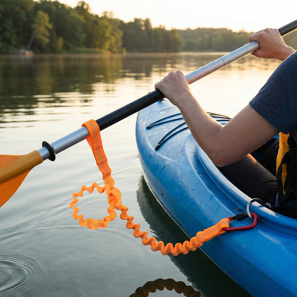 2-Pack Kayak Paddle Leash, 5-7 FT Stretchable Coiled Lanyard with Carabiner V4262