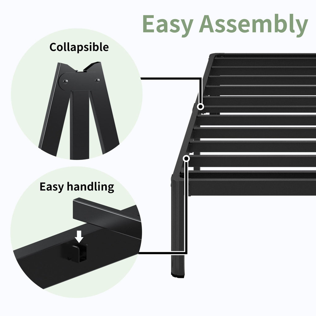 Black 7 Inch Queen Metal Platform Bed Frame Y962689
