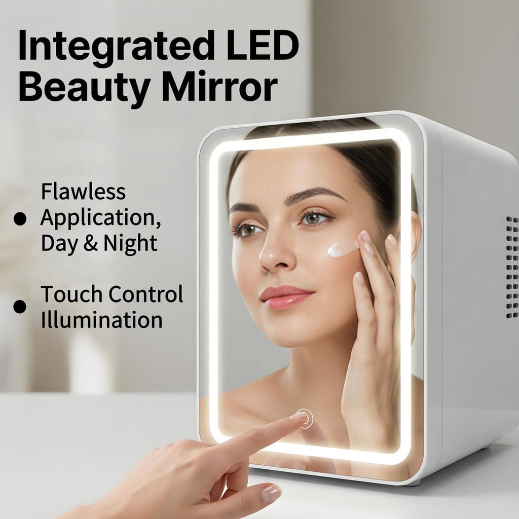 4 Liter Mini Skincare Fridge with Dimmable LED Mirror N63384