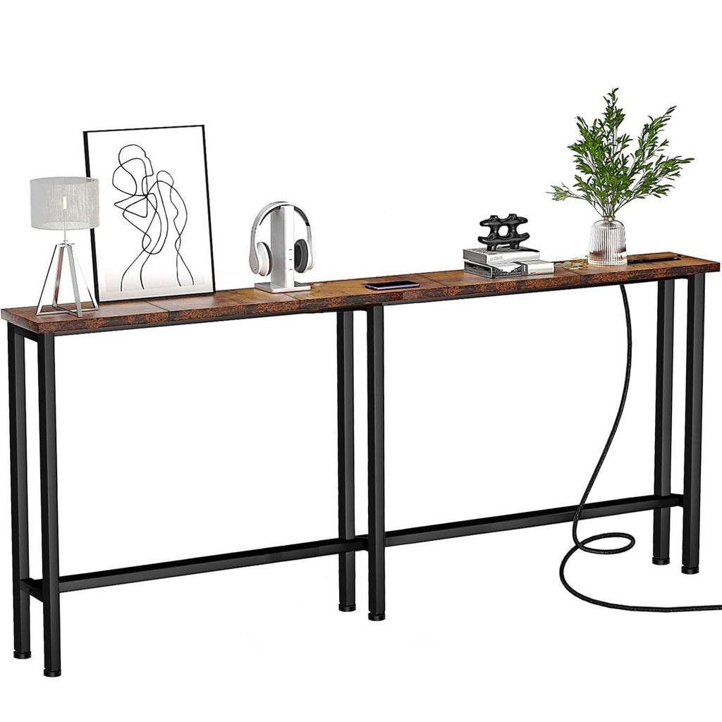 78" Narrow Console Sofa Table with Power Outlets & 2 USB Ports U7747