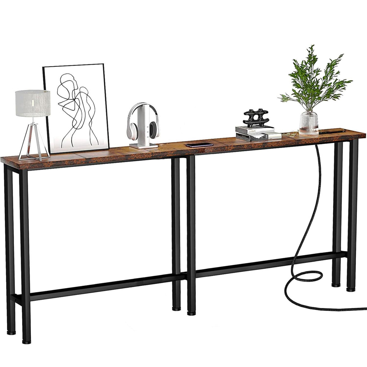 78" Narrow Console Sofa Table with Power Outlets & 2 USB Ports U7747