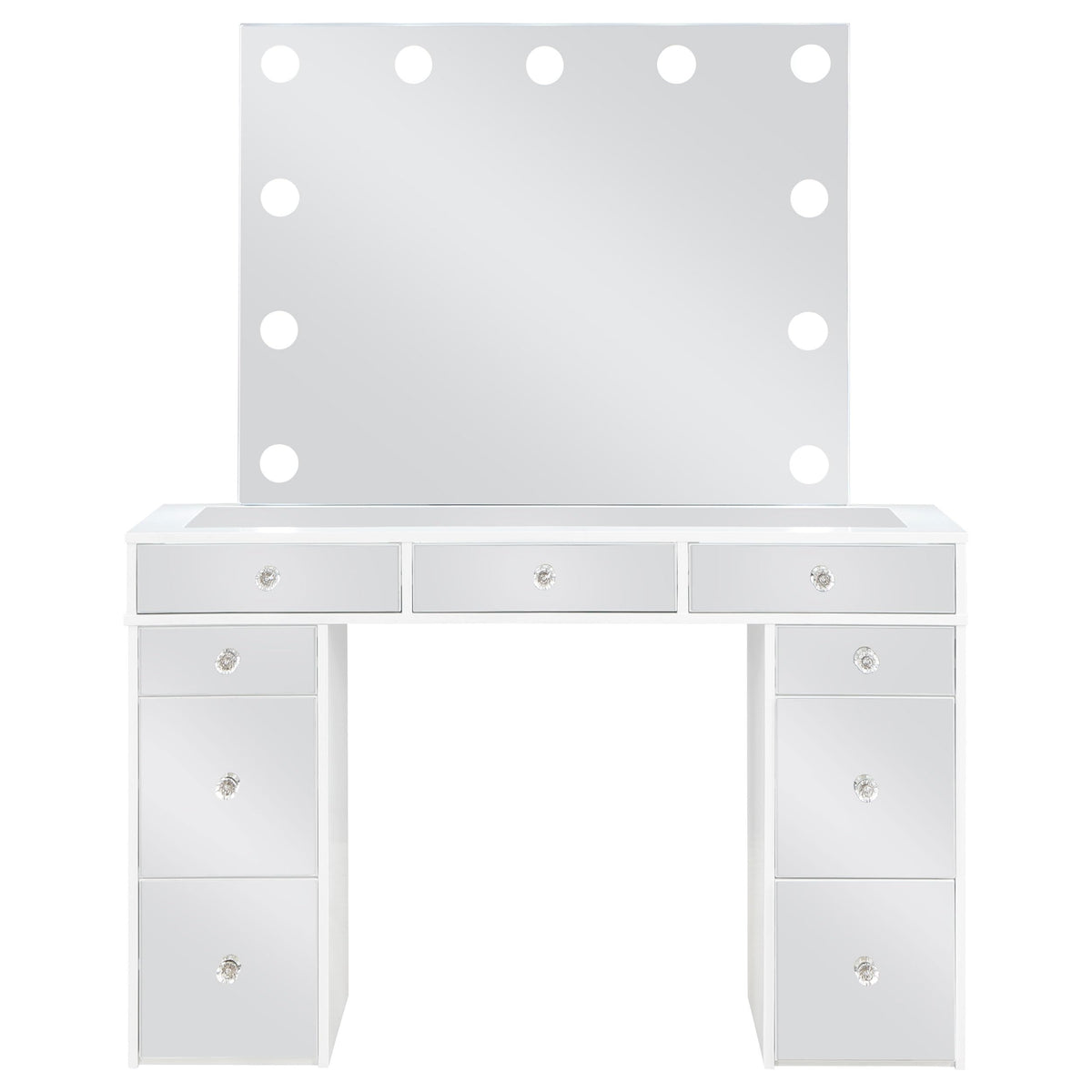 White Velvet 9-Drawer Vanity Table Set E2035