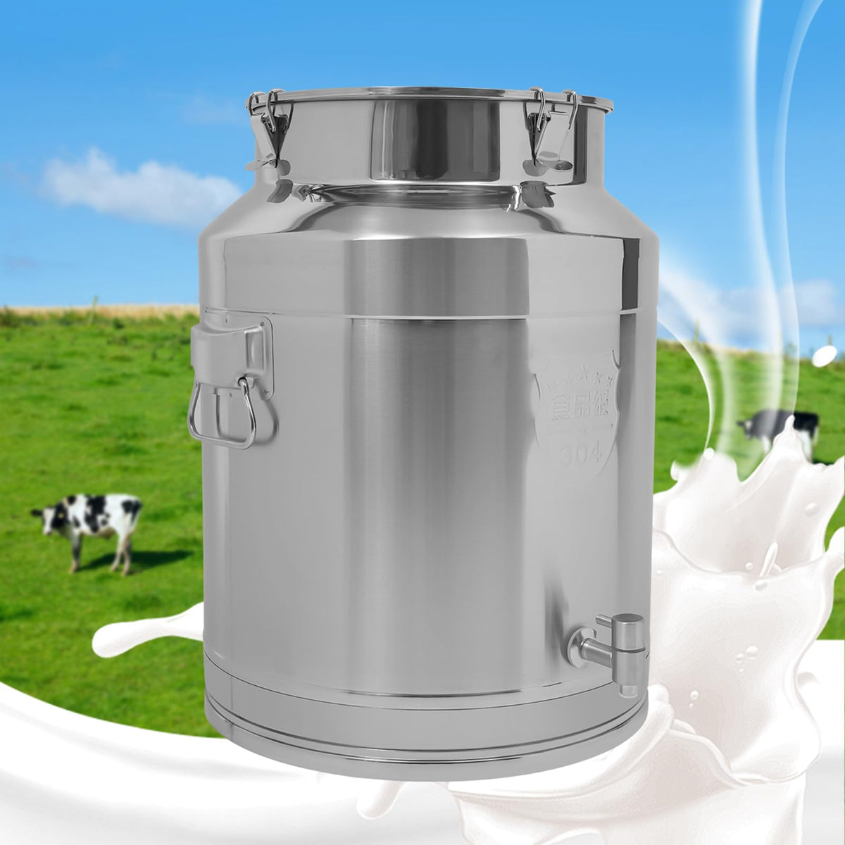64L Stainless Steel Milk Can with Spigot Q375